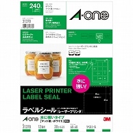 エーワン ラベルシール［レーザープリンタ］ 水に強いタイプ マット紙・ホワイト A4 12面 60×60mm 四辺余白付 角丸 31378 20枚/冊（ご注文単位1冊）【直送品】