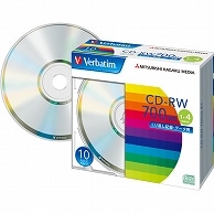 バーベイタム データ用CD-RW 700MB 4倍速 ブランドシルバー 5mmスリムケース SW80QU10V1 10枚/袋（ご注文単位1袋）【直送品】