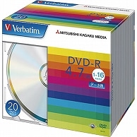 バーベイタム データ用DVD-R 4.7GB 1-16倍速 ブランドシルバー 5mmスリムケース DHR47J20V1 20枚/袋（ご注文単位1袋）【直送品】