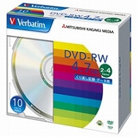 >バーベイタム データ用DVD-RW 4.7GB 4倍速 ブランドシルバー 5mmスリムケース DHW47Y10V1 10枚/袋（ご注文単位1袋）【直送品】