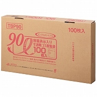 >ジャパックス 容量表示入りゴミ袋 ピンクリボンモデル 乳白半透明 90L BOXタイプ TBP90 100枚/箱（ご注文単位1箱）【直送品】