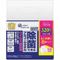 大王製紙 エリエール 除菌できるアルコールタオル ウイルス除去用 ボックスつめかえ用 320枚 4袋/箱（ご注文単位1箱）【直送品】