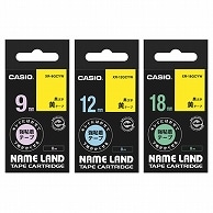 カシオ NAME LAND キレイにはがせて下地がかくせる強粘着テープセット 9・12・18mm 黄/黒文字 XR-MIX-GCYW-3P 各サイズ1個 1箱（ご注文単位1箱）【直送品】