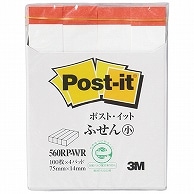 3M ポスト・イット ふせん小 再生紙スタンダードカラー 75×14mm ホワイト(赤帯入) 560RP-W/R 4冊/袋（ご注文単位1袋）【直送品】