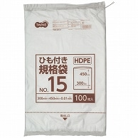 TANOSEE HDPE規格袋 紐あり 15号 ヨコ300×タテ450×厚み0.01mm 100枚/袋（ご注文単位1袋）【直送品】