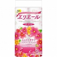 >大王製紙 エリエール トイレットティシュー フラワープリント ダブル 芯あり 香りつき 25m 12ロール/袋（ご注文単位1袋）【直送品】