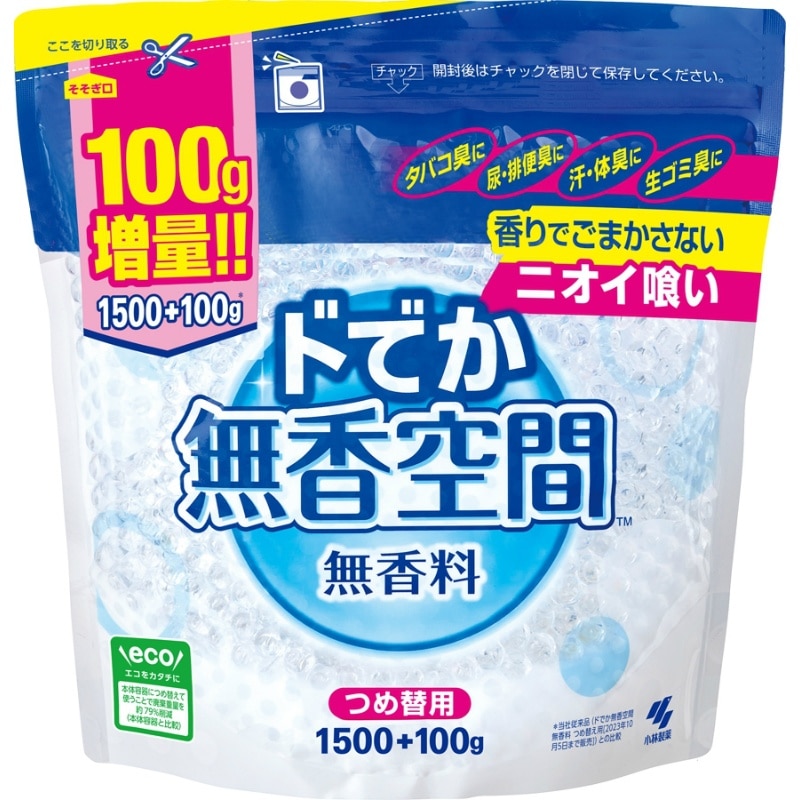 小林製薬　ドでか無香空間　つめ替用無香料1600G 1個（ご注文単位1個）【直送品】