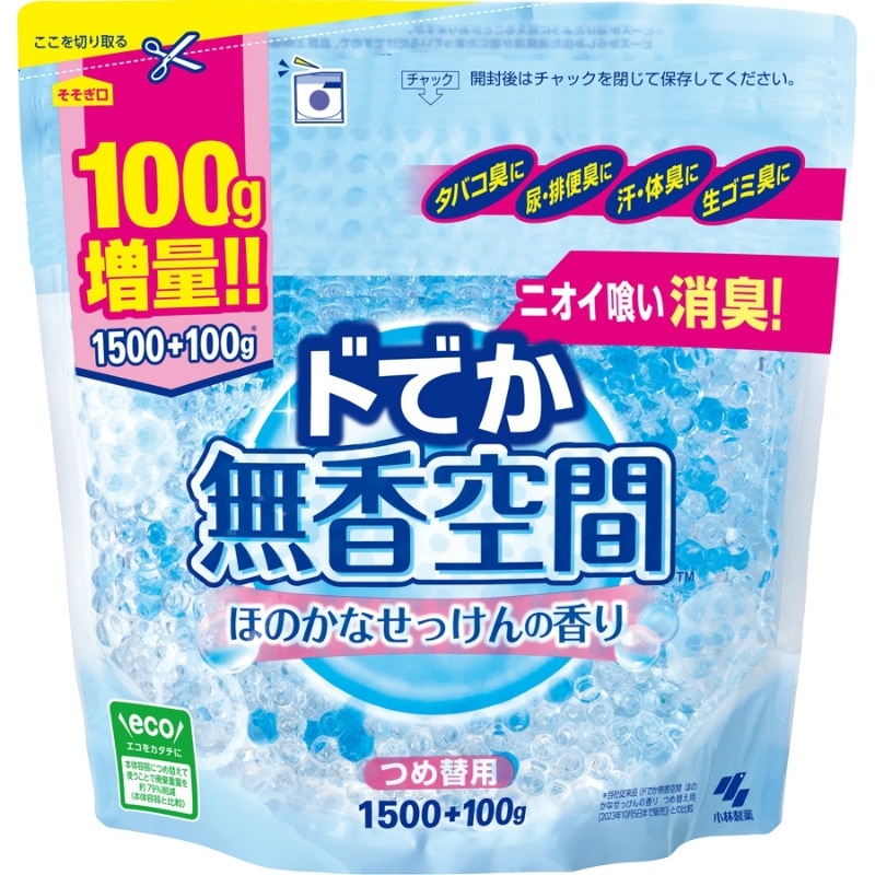 小林製薬　ドでか無香空間ほのかなせっけんつめ替1600G 1個（ご注文単位1個）【直送品】