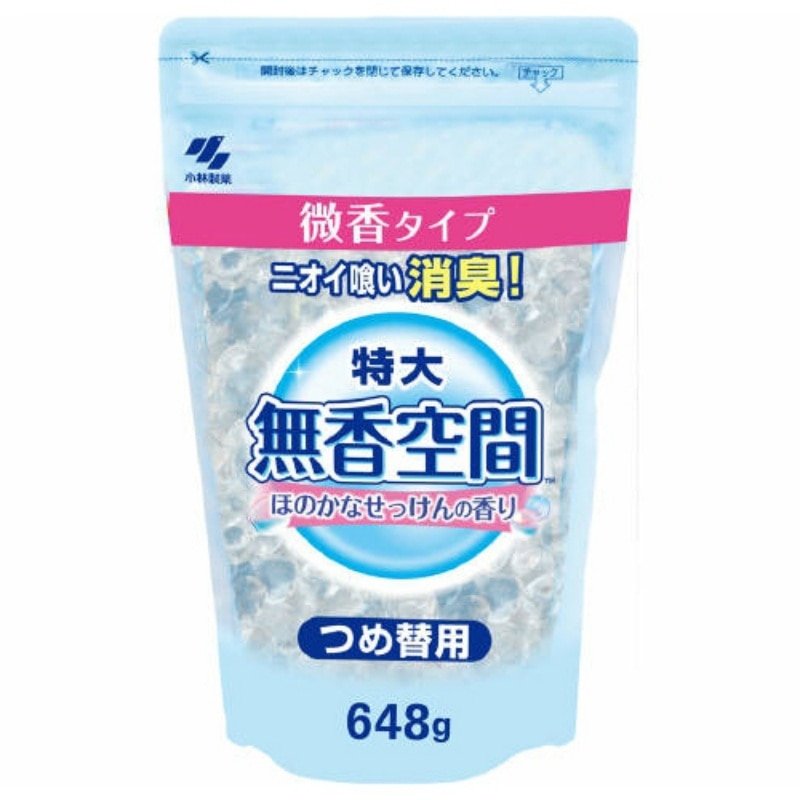 小林製薬　無香空間　特大ほのかなせっけんつめ替用　648G 1個（ご注文単位1個）【直送品】