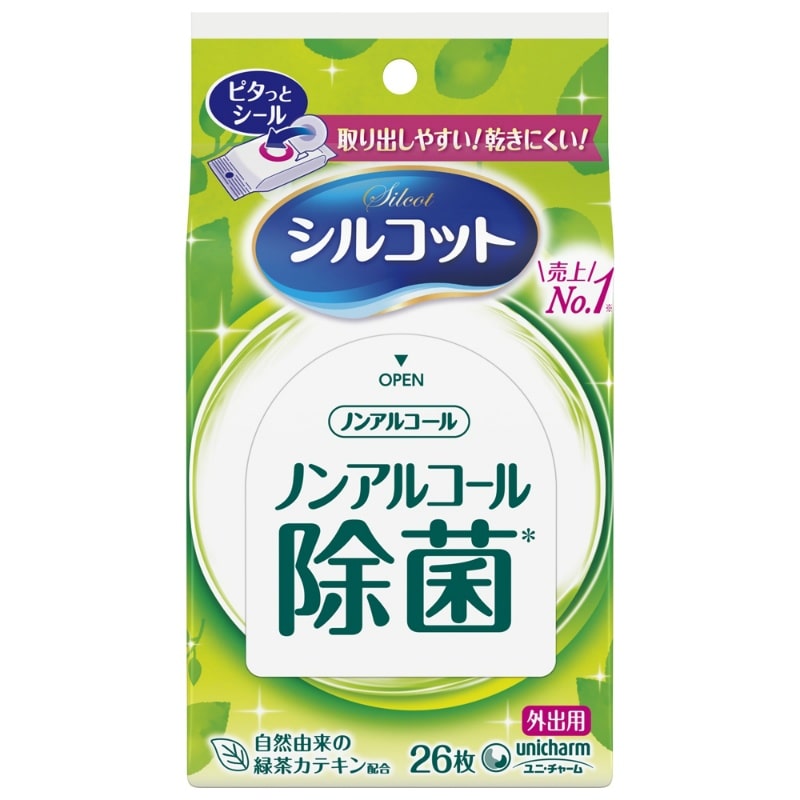 ユニ・チャーム　シルコットウェットノンアルコール外出用26枚入 1個（ご注文単位1個）【直送品】