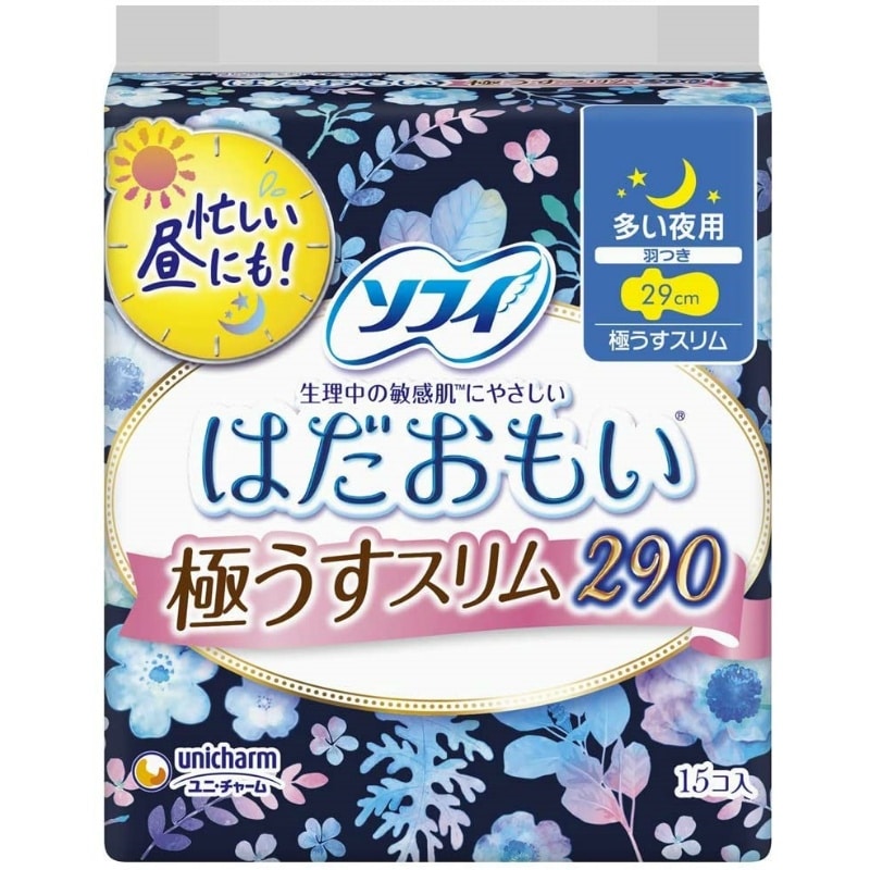 ユニ・チャーム　ソフィ　はだおもい極うすスリム夜用290　15枚入 1個（ご注文単位1個）【直送品】