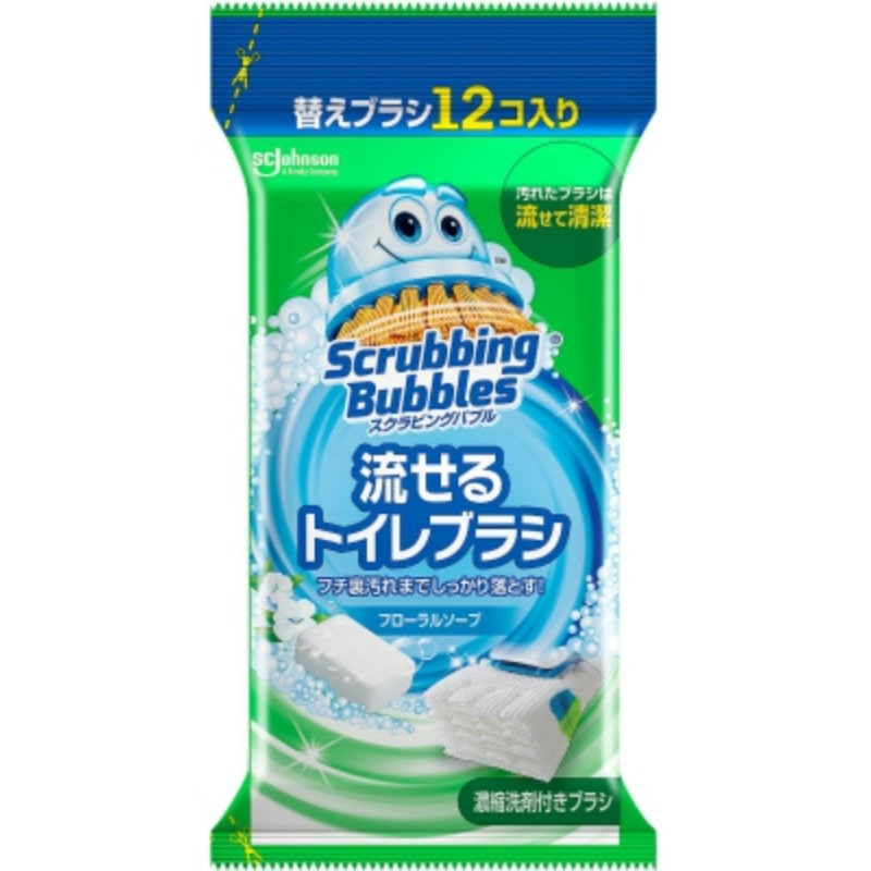 ジョンソン　スクラビングバブル　流せるトイレブラシ　フローラルソープ替え12個入 1袋（ご注文単位1袋）【直送品】