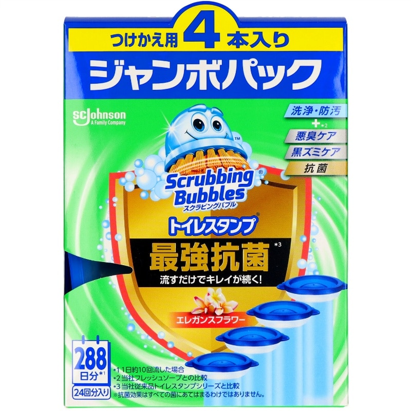 ジョンソン　スクラビングバブル　トイレスタンプ最強抗菌　エレガンスフラワー替え4本入 1個（ご注文単位1個）【直送品】