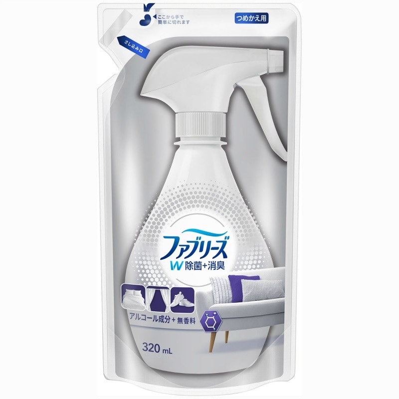 P＆Gジャパン合同会社　ファブリーズW除菌 無香料 アルコール成分入り つめかえ320ML 1個（ご注文単位1個）【直送品】