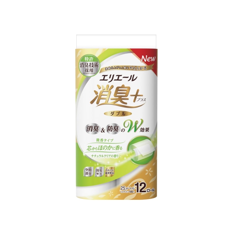 大王製紙　エリエール消臭＋トイレットナチュラルクリア12ダブル （ご注文単位6個）【直送品】