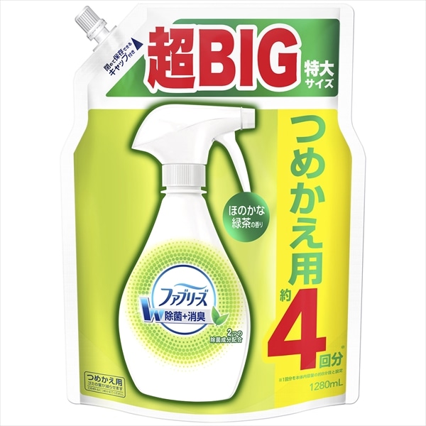 >P＆Gジャパン　ファブリーズ　スプレーW除菌　ほのかな緑茶の香り　つめかえ用4回分　1280ML 1個（ご注文単位1個）【直送品】