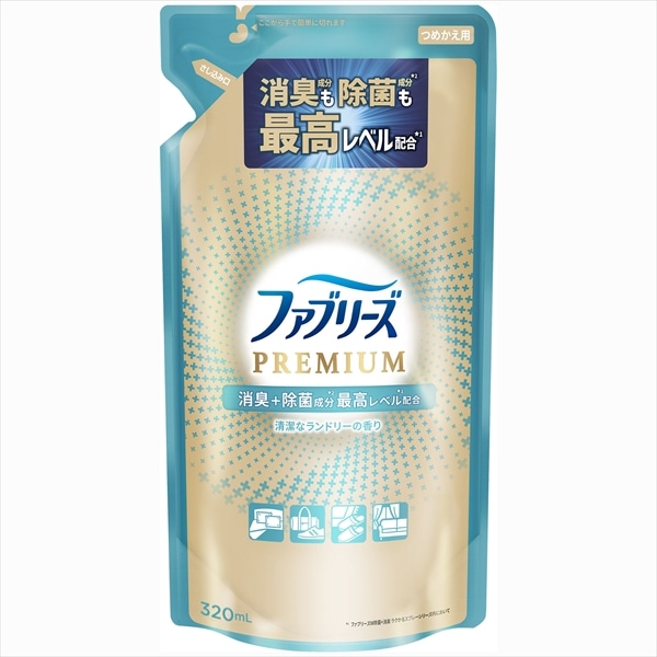 P＆Gジャパン　ファブリーズW除菌＋消臭　プレミアム　清潔なランドリーの香り　つめかえ　320ML 1個（ご注文単位1個）【直送品】