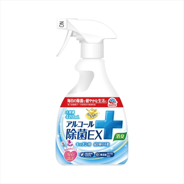 アース製薬　らくハピ　アルコール除菌EX　420ML 1個（ご注文単位1個）【直送品】