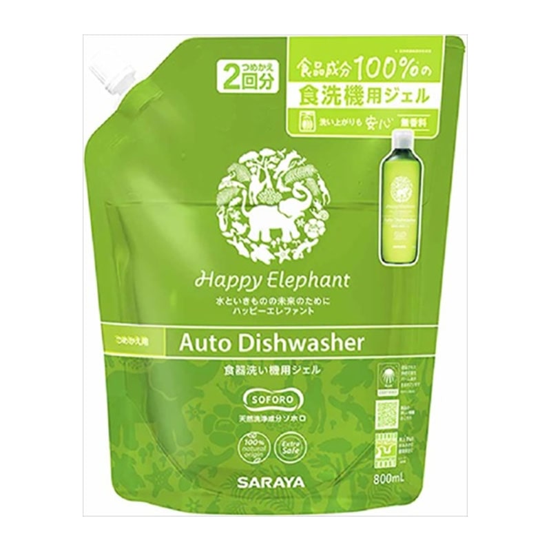 >サラヤ　ハッピーエレファント　食器洗い機用ジェル　詰替　800ML 1個（ご注文単位1個）【直送品】