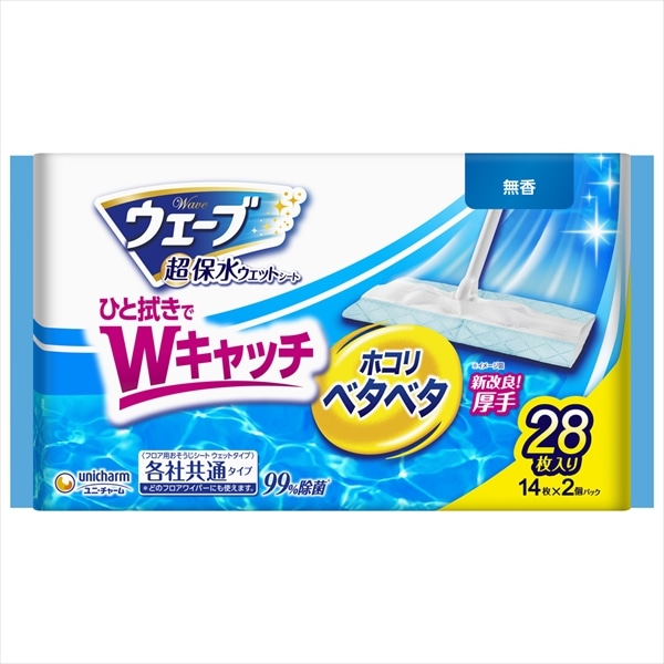 ユニ・チャーム　ウェーブ　フロア用ウェットシート　無香　28枚入　大容量パック 1個（ご注文単位1個）【直送品】