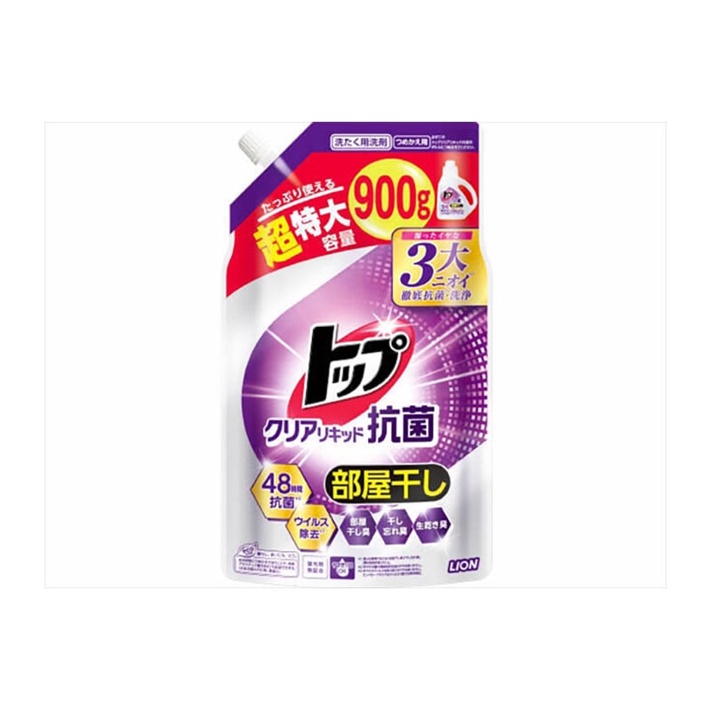 ライオン　トップクリアリキッド　抗菌　つめかえ用　超特大　900G 1個（ご注文単位1個）【直送品】