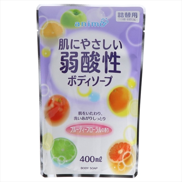 ロケット石鹸　弱酸性ボディソープ　フルーティーフローラル　詰替用　400ML 1個（ご注文単位1個）【直送品】