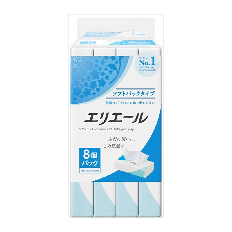 大王製紙　エリエール　ソフトパック　160組×8個　 1パック（ご注文単位1パック）【直送品】