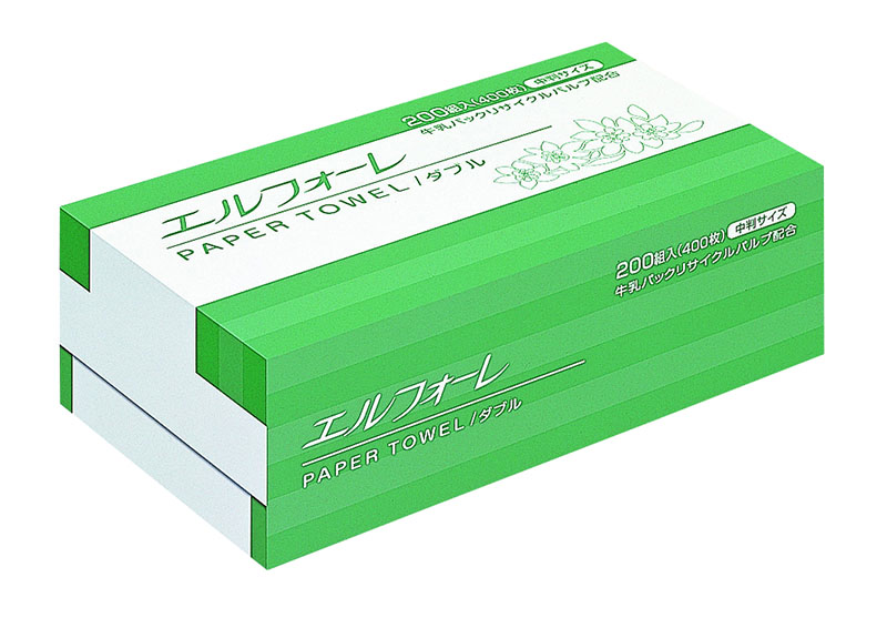 エルフォーレ ペーパータオル W 200組400枚(中判)30束 1個（ご注文単位1個）【直送品】