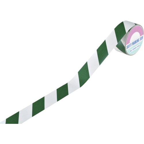 トラスコ中山 緑十字 ストライプ柄テープ(反射タイプ) 緑/白 ＴＲ3-Ｅ 45mm幅×10ｍ 屋内用（ご注文単位1巻）【直送品】