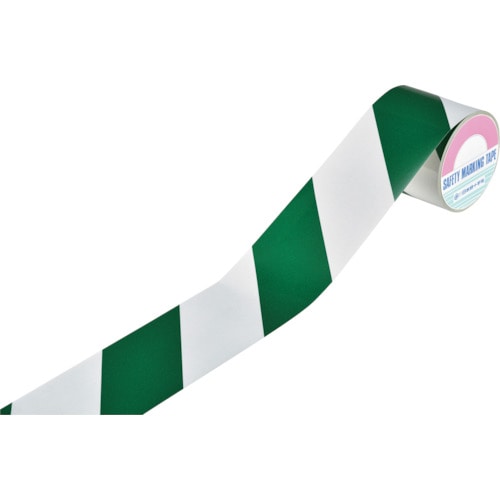トラスコ中山 緑十字 ストライプ柄テープ(反射タイプ) 緑/白 ＴＲ3-Ｆ 90mm幅×10ｍ 屋内用（ご注文単位1巻）【直送品】