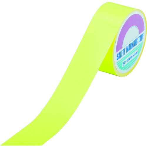 トラスコ中山 緑十字 蛍光ラインテープ 黄 蛍光-50Ｙ 50mm幅×10ｍ エンビ 屋内用（ご注文単位1巻）【直送品】