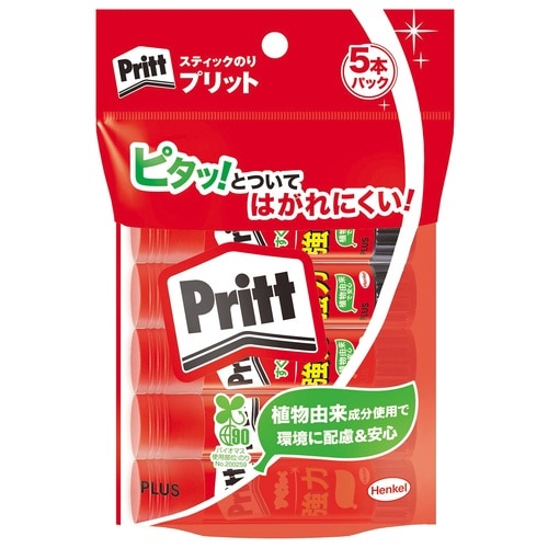 プラス PLUS プリット スティックのり レギュラーサイズ 5本セット NS-701-5P/29-703 1袋（ご注文単位1袋）【直送品】