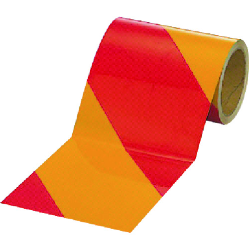 【直送品】トラスコ中山 ユニット 反射トラテープ赤/黄 ポリエステル樹脂フィルム 150mm幅×10ｍ（ご注文単位1巻）