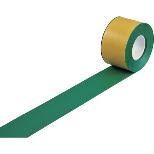 トラスコ中山 緑十字 高耐久ラインテープ 緑 ＪＵ-1010Ｇ 100mm幅×10ｍ 両端テーパー構造 屋内用（ご注文単位1巻）【直送品】