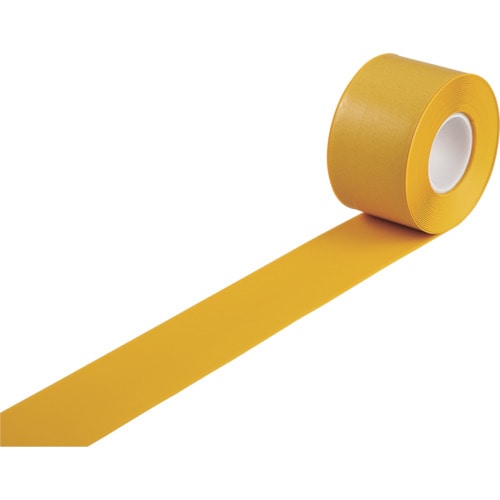 トラスコ中山 緑十字 高耐久ラインテープ 黄 ＪＵ-1010Ｙ 100mm幅×10ｍ 両端テーパー構造 屋内用（ご注文単位1巻）【直送品】