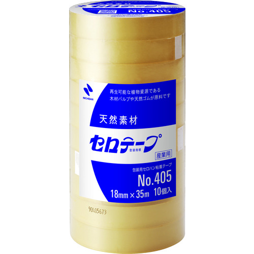 【直送品】トラスコ中山 ニチバン セロテープ 405-18mmＸ35ｍ バイオマスマーク認定製品（ご注文単位10巻）