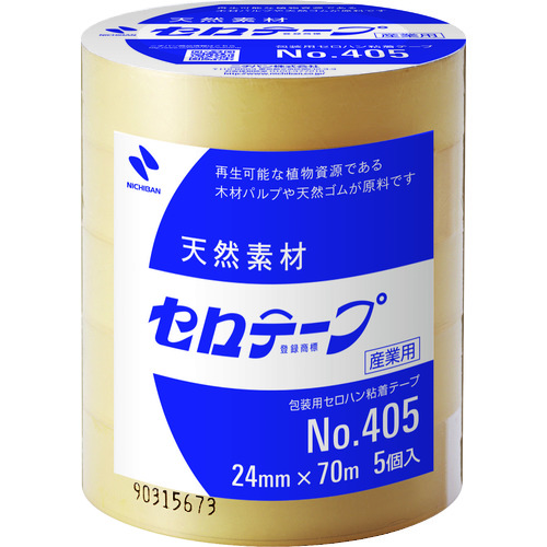 【直送品】トラスコ中山 ニチバン セロテープ 405 24mm×70ｍ バイオマスマーク認定製品（ご注文単位5巻）