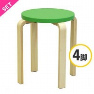 【直送品】 アール・エフ・ヤマカワ 木製丸椅子 グリーン　4脚セット Z－SHSC－1GN－4SET 1台（ご注文単位1台）