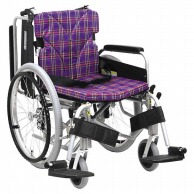 車いす　自走用・アルミ製　背折れ式 KA822－40B－M 紫チェックA1 1台（ご注文単位1台）【直送品】