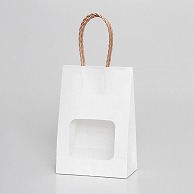 【直送品】 パックタケヤマ 窓付き手提げ紙袋　ウィンドウミニバッグ 白無地　クラフト XZT65102 25枚/袋（ご注文単位4袋）