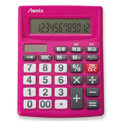 >アスカ ビジネス電卓 Asmix ピンク C1234P ［12桁］ C1234P 1個（ご注文単位1個）【直送品】