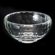 >【直送品】 福井クラフト ガラス器　φ8cm　亀甲カットガラス鉢 透明 75005240 1個（ご注文単位1個）