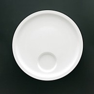 【直送品】 福井クラフト メラミン製　φ21cm　タレ付丸取り皿 ホワイト 90053040 1個（ご注文単位1個）
