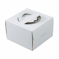 >【直送品】 ヤマニパッケージ ケーキ箱　デコホワイト150　中央差し 6号　台紙なし DE－222 100枚/箱（ご注文単位1箱）