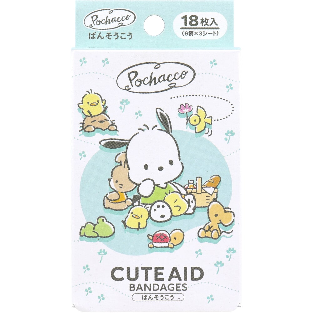 >サンタン　キャラクターばんそうこう CUTE AID ポチャッコ 18枚入 1箱（ご注文単位1箱）【直送品】