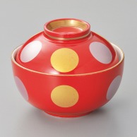 【直送品】山万 赤釉金銀彩丸紋　煮物碗  16107－139 1個（ご注文単位1個）
