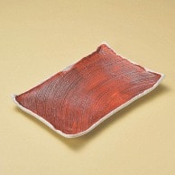 山万 朱巻粉引き角皿　大  18711－059 1個（ご注文単位1個）【直送品】