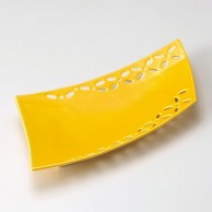 山万 黄釉菱紋透かし　前菜皿  25012－149 1個（ご注文単位1個）【直送品】