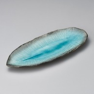 山万 藍染スカイ葉型　楕円皿  26502－109 1個（ご注文単位1個）【直送品】