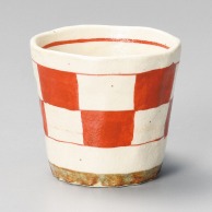 山万 市松ロックカップ　赤  35501－579 1個（ご注文単位1個）【直送品】